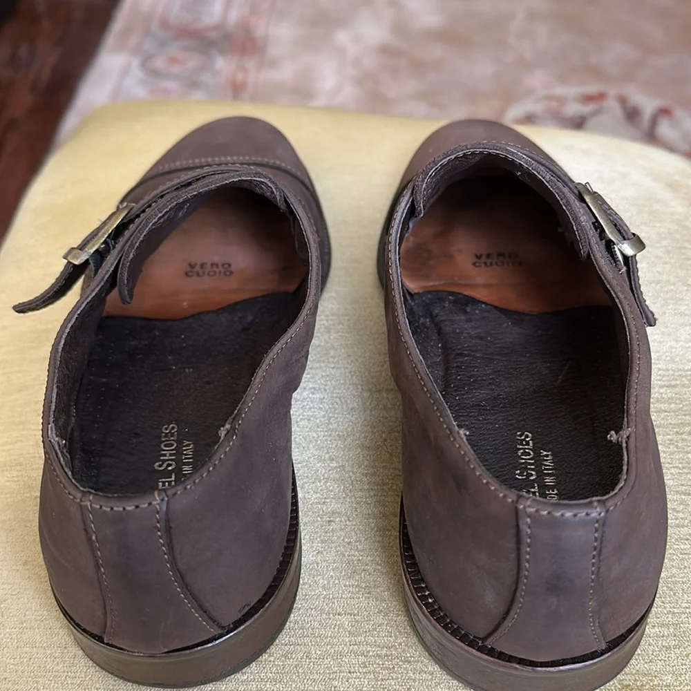 Nobel Shoes Men's Brown Leather Monk Strap Shoe EU 43 US 9.5-10